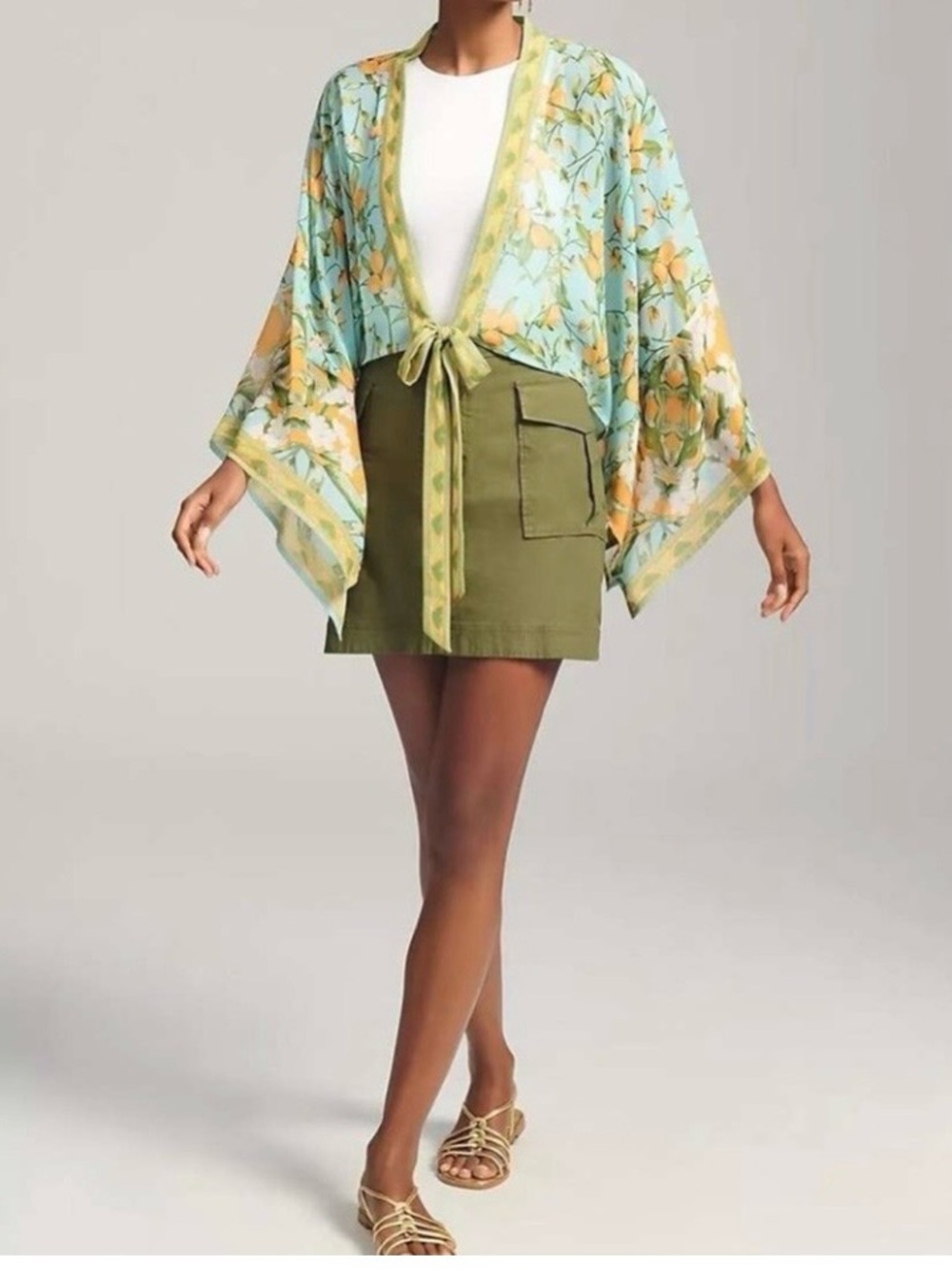 Anthropologie Pilcro Lemon Print Kimono Cardigan OS